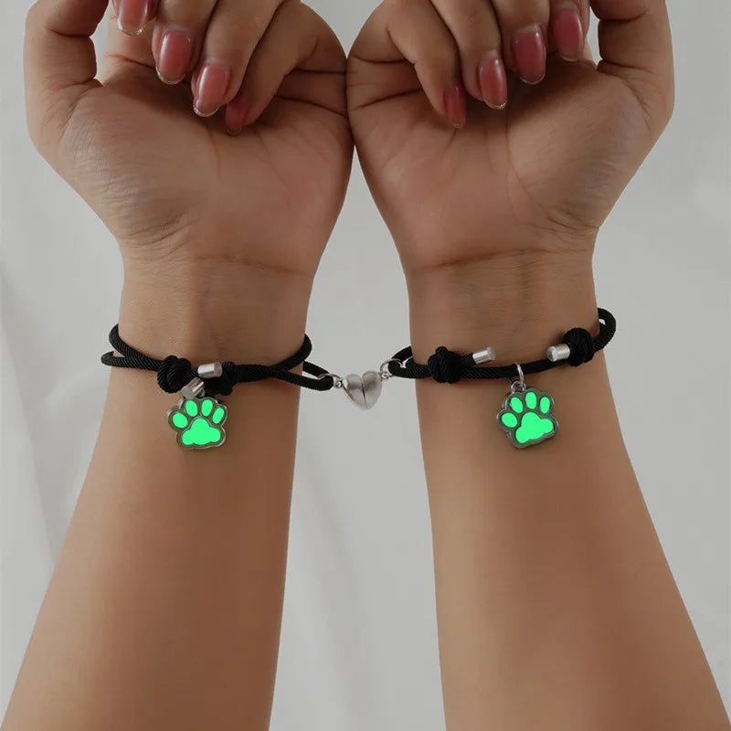 Dot Paw Luminous Shining Magnetic Bracelet for Couples 2pcs/set KIB096