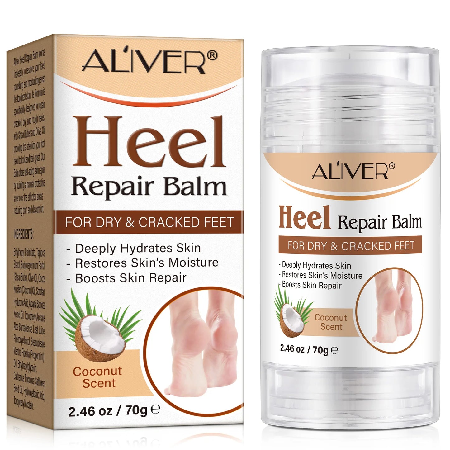 ALIVER Coconut Oil Moisturizing Foot Care Cosmetic Cracked Heel Repair Foot BalmPrivate Label Custom Foot Balm Stick
