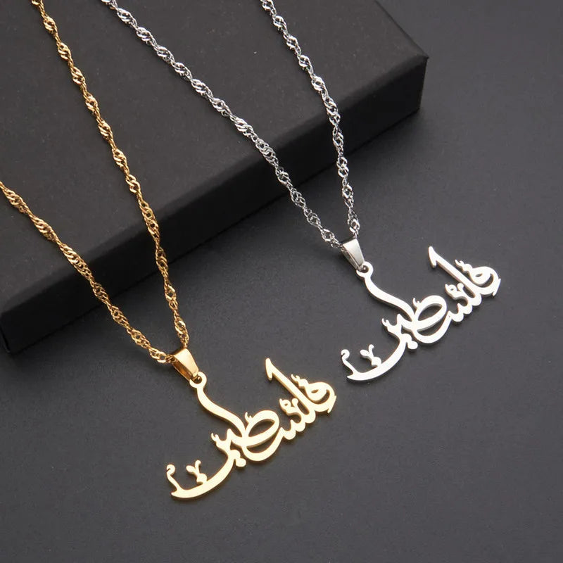 Hot Selling Arabic Palestine Stainless Steel Pendant Necklace for Men Women Personalized Name Letter Statement Necklace