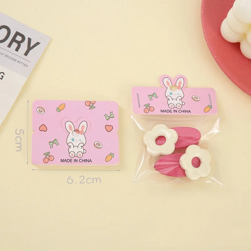 MIO Cute Cartoon Girls Hair Accessories Display Cards Bear Rabbit Kids Hair Clip Packaging Card Hair Ties Paper Holder Card