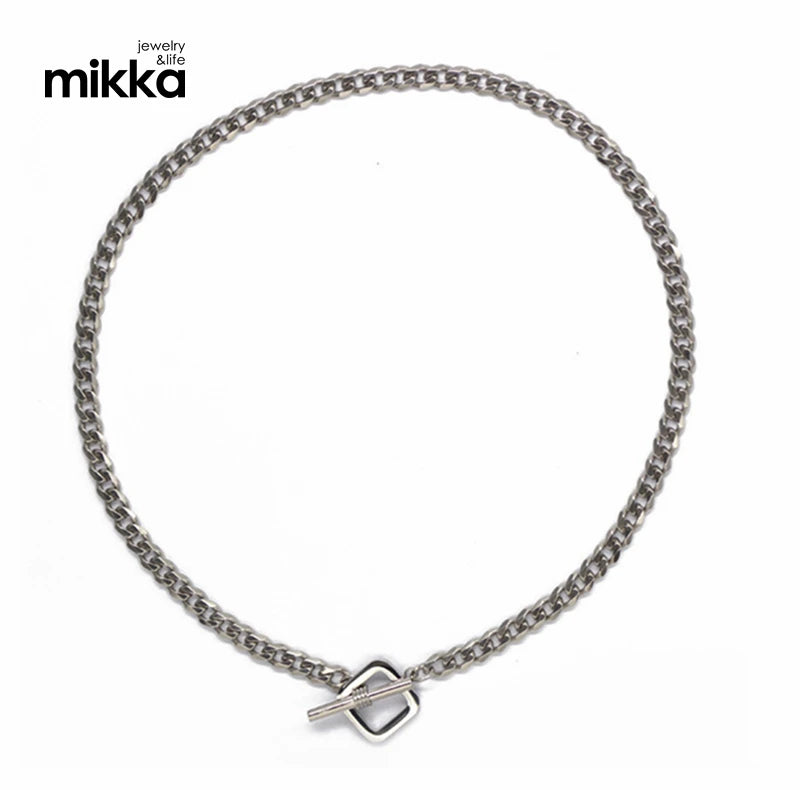 Simple Design Customized Toggle Clasp Choker Engraved Stamped bar and Circle Closure Necklace 18K Gold PVD Plating Women Jewe
