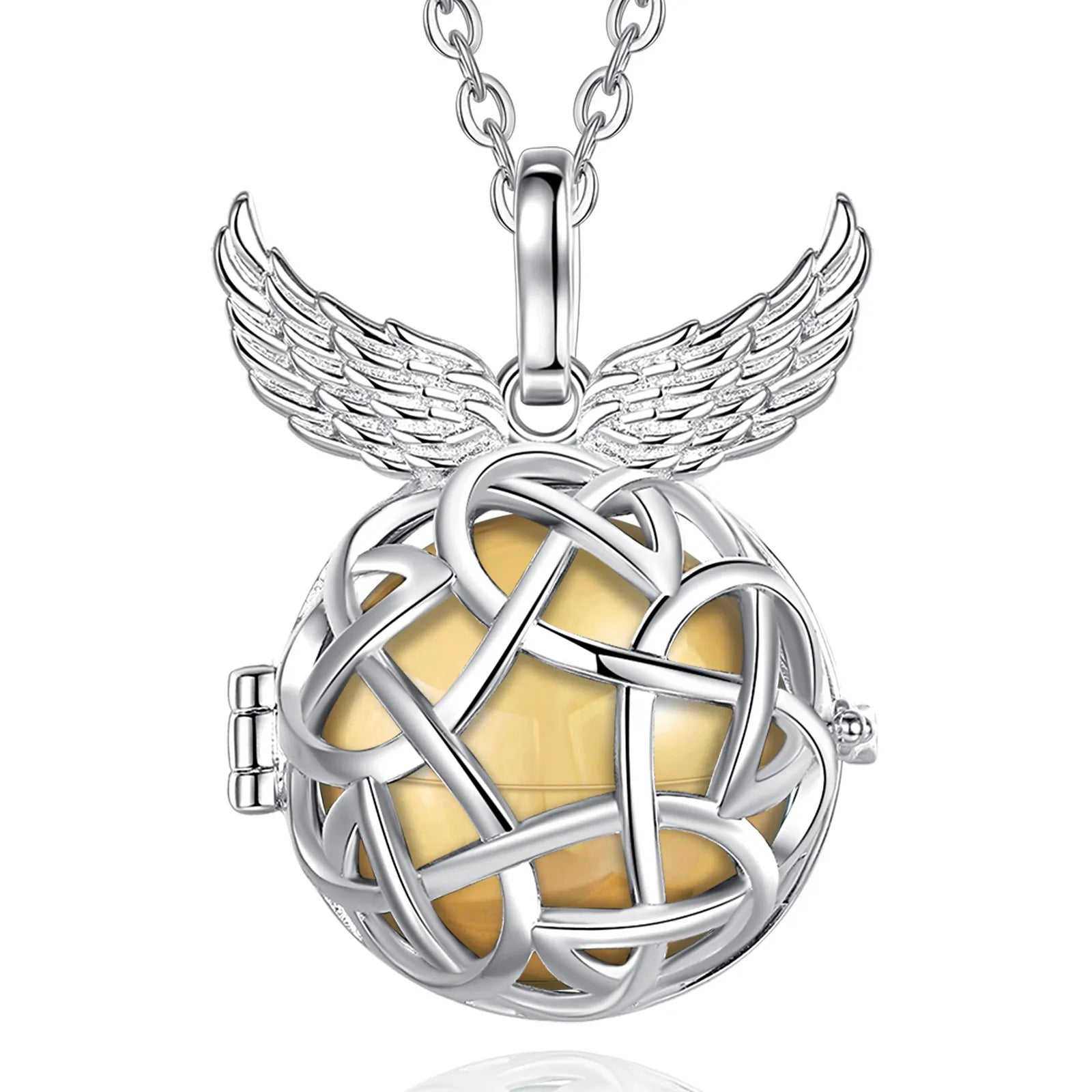 Merryshine Angel Caller Silver Plated Ball Small Cage Charm Box Urn Pendants for Necklace Chain