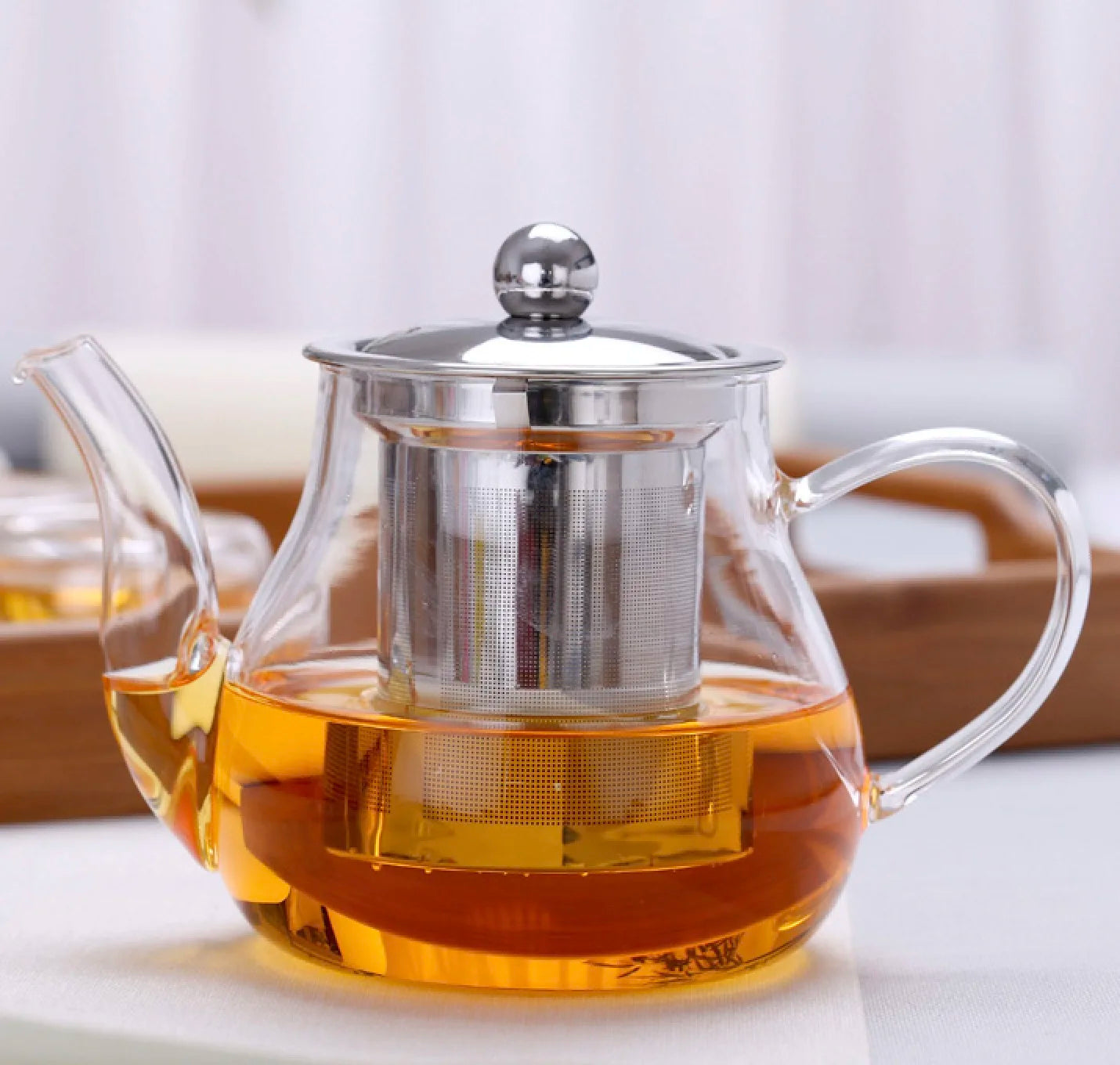 Japanese Style 400ml/600ml Borosilicate Glass Teapot with Stainless Steel Infuser Small Size Heat Resistant for Coffee Tea Se