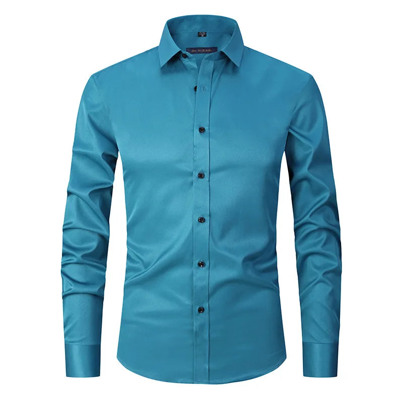 Factory Price Wholesale Men's Plus Size Dress Shirt Anti-Wrinkle 48 Casual Long Sleeve Knitted Weave