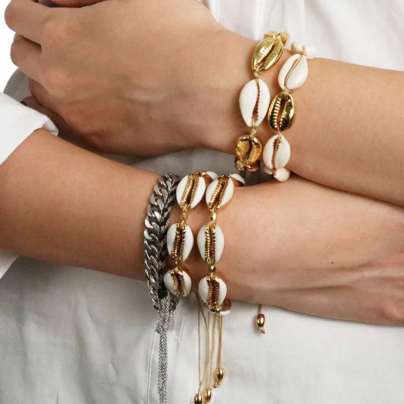 New Arrived Wax Rope Hawaii Beach  Jewelry Fashion Women Natural Cowrie Sea Shell Chain
