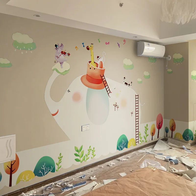 Cartoon Children's Room Wallpaper Boy Animal Kindergarten Background Wallpaper Girl Amusement Park Bedroom Wall Covering Mura