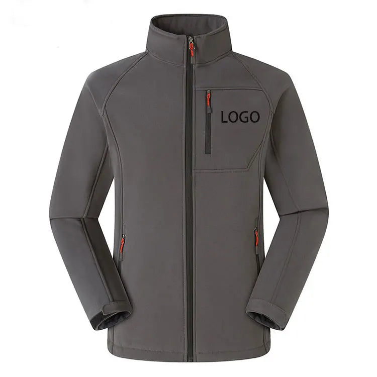 OEM Factory Winter Waterproof Softshell Jacket Fleece-Lined Coat Stand Collar Casual Style Fleece-Lined Water Resistant Coat
