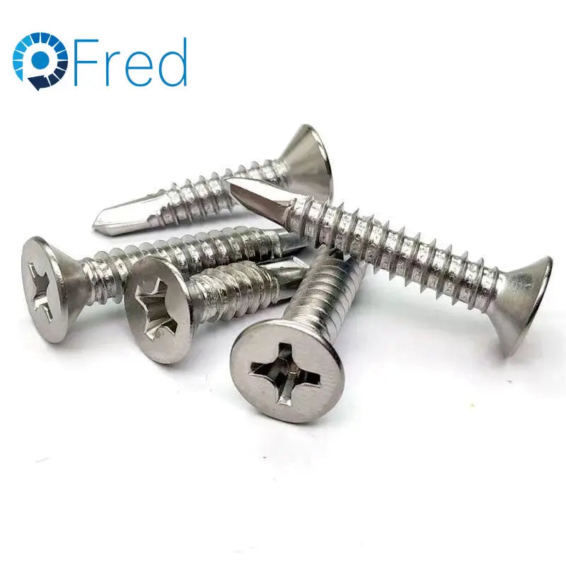 Customized DIN7504 ISO Self-Drilling Cross Recessed Flat Head Screws Stainless Steel 304/316 M3 M4 10mm Zinc Finish FRED Bran