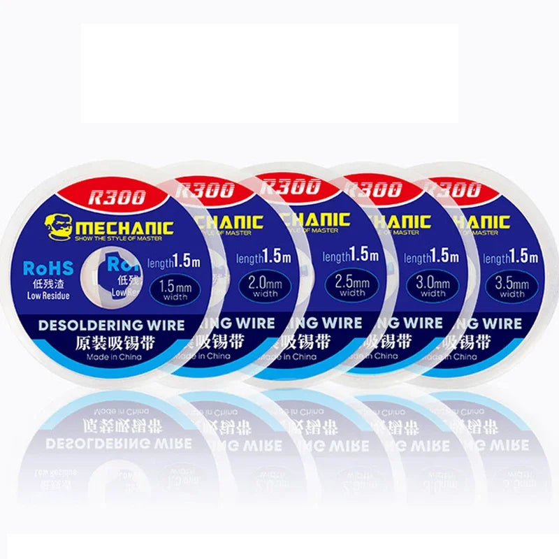 1.0/1.5/2.0/2.5/3.0/3.5/4.0MM 1.5M Solder Wick Remover MECHANIC R300 Desoldering Wire Line for Phone Desoldering Braid Tool