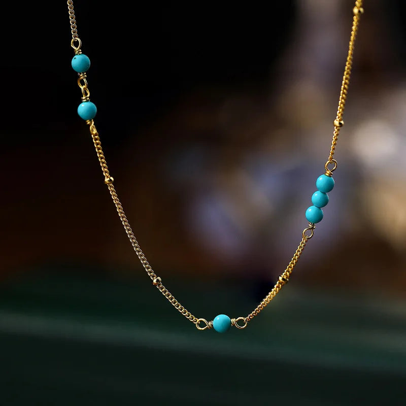 Fine Freshwater Pearl Necklace 925 Statement Necklace Women Chain Turquoise Jewelry 925 Sterling Silver Gold Plated