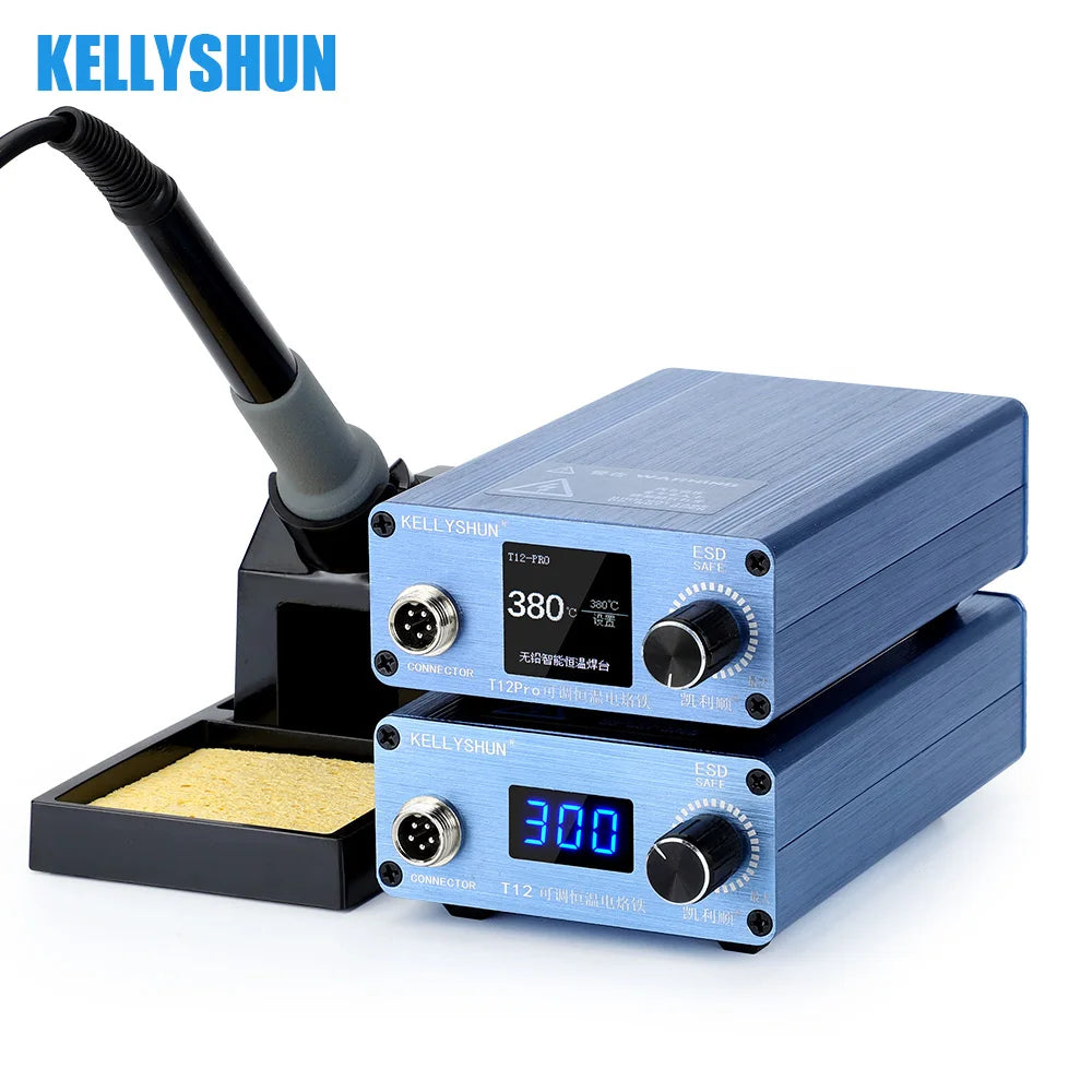 Mini T12 Pro LED Digital 75W Soldering Station Portable Mechanic Welding Iron with Knife Needle Tweezer Tips 220V