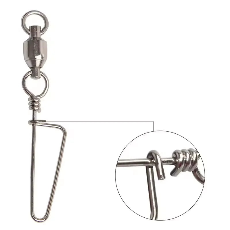 ZHUO RUN Fishing Swivel Anti-corrosion Stainless Steel Arc Pin Fishing Swivel Snap Ball Bearing Swivel Connector