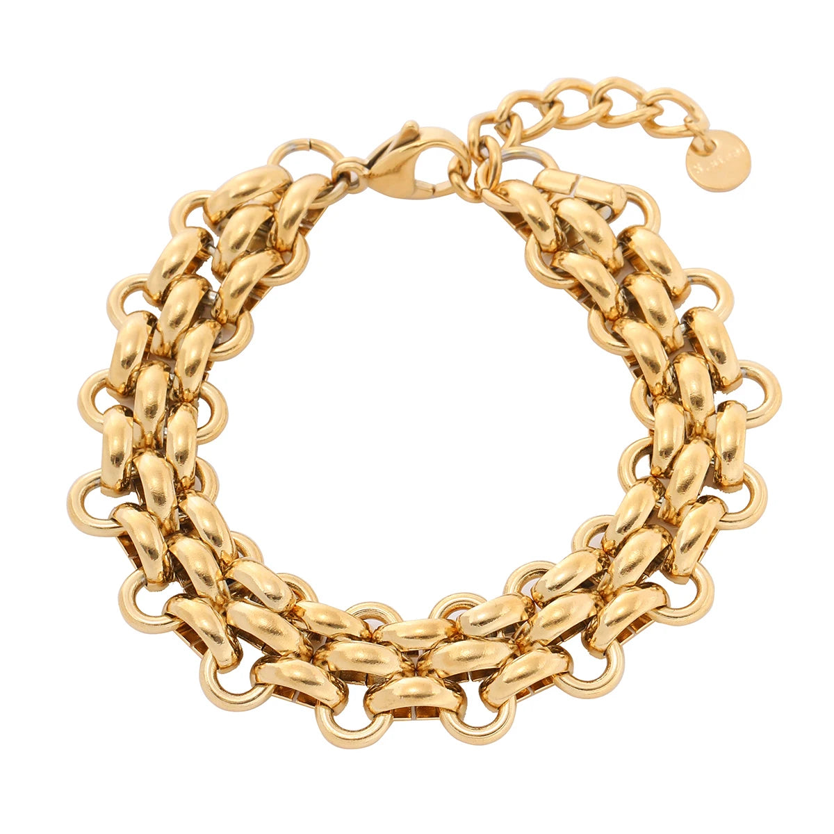 Metal Textured Titanium Steel Bracelet 18K Genuine Gold Stainless Steel Bracelet Geometric Chain Woven Women's Bracelet Jewel