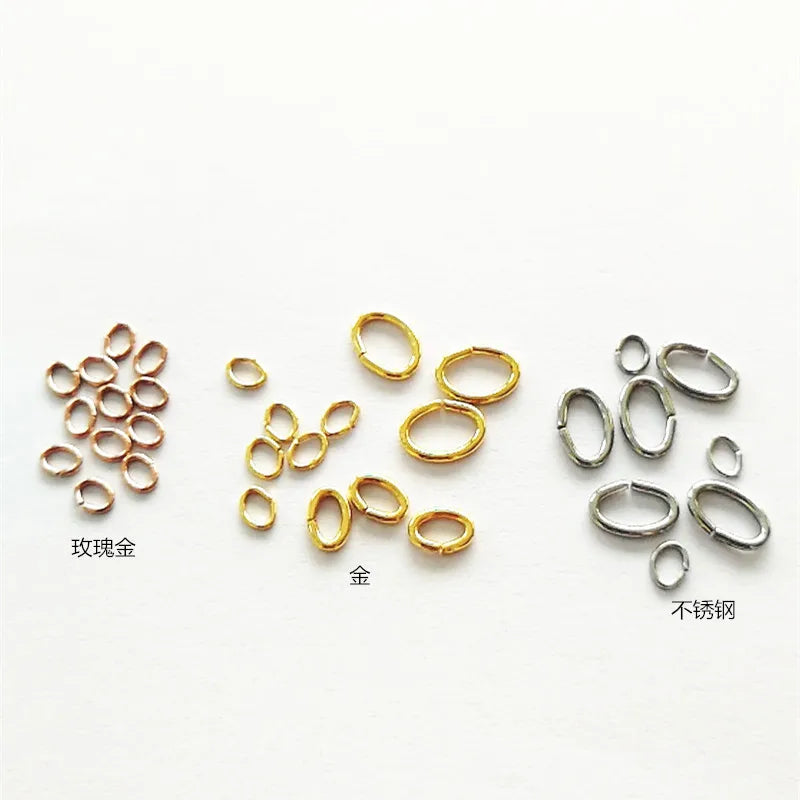 Hot Sale DIY Fashion Jewelry Making Findings Gold Plated Stainless Steel Oval Open Side Egg Shaped Jump Ring