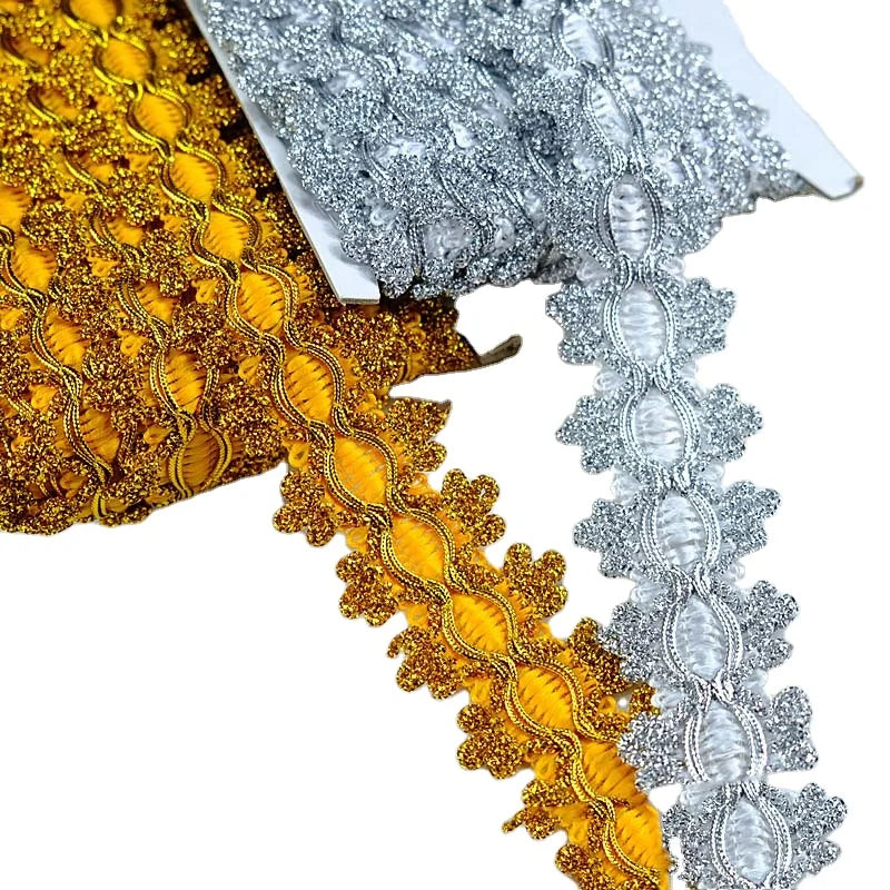 45mm Diy Garment Accessories Costume Sewing Material Upholstery Craft Decorative Webbing Trimming Edge Metallic Gold Lace Tri