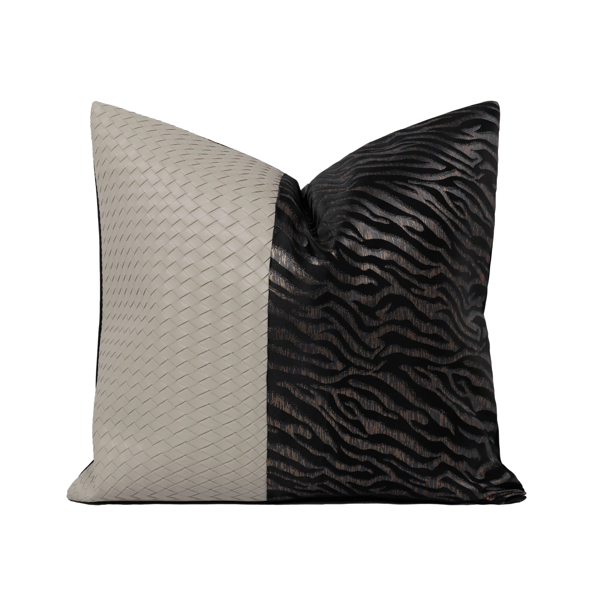 Tiff Home Custom Leather Knitted Spliced Cushion Cover 45*45cm Portable and Removable New Design Wholesale