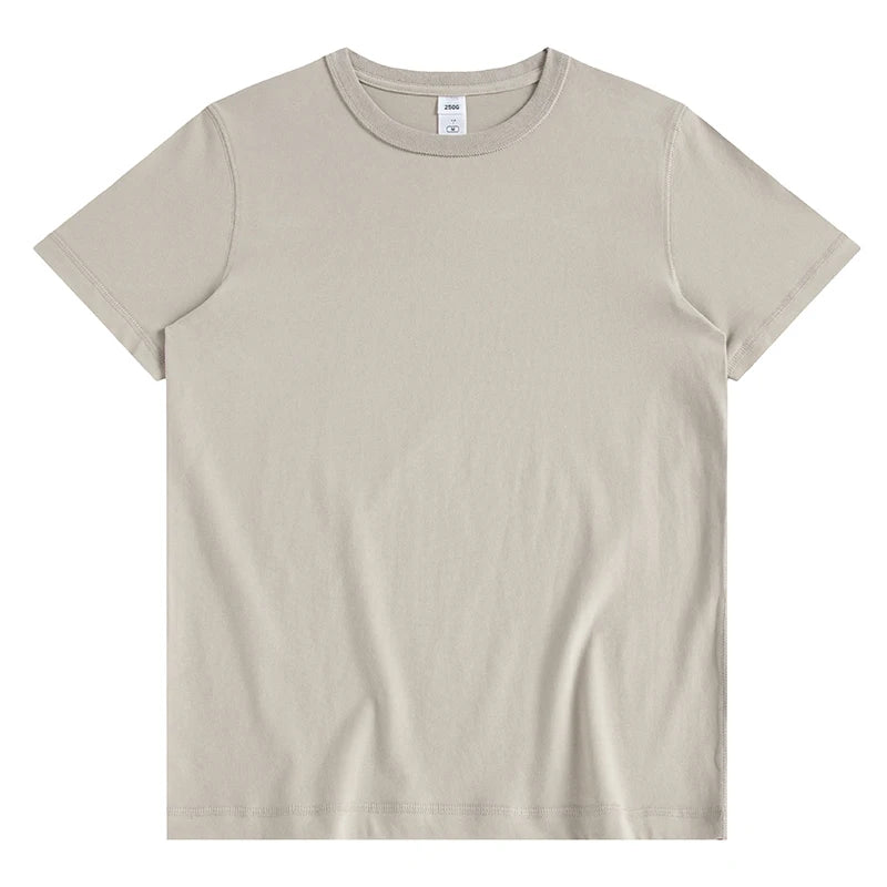 Round Neck 250gsm Cotton Short Sleeve Tee Custom T Shirt for Men Blank Tshirt Printing Basic Men's T-Shirts