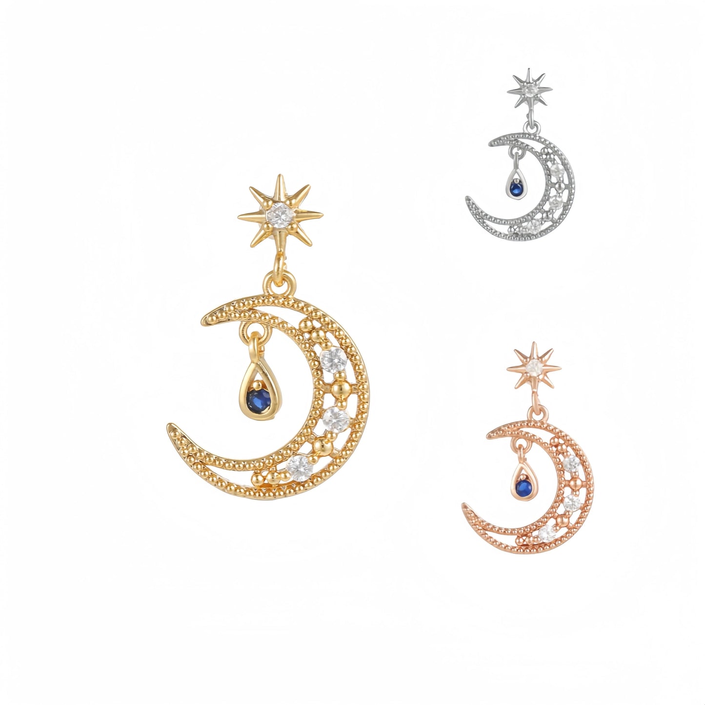 ZUOLA Fashion Piercing Jewelry Studs Earring Titanium Gold Plated Moon Star Dangle Piercing Ear Cartilage Studs for Women