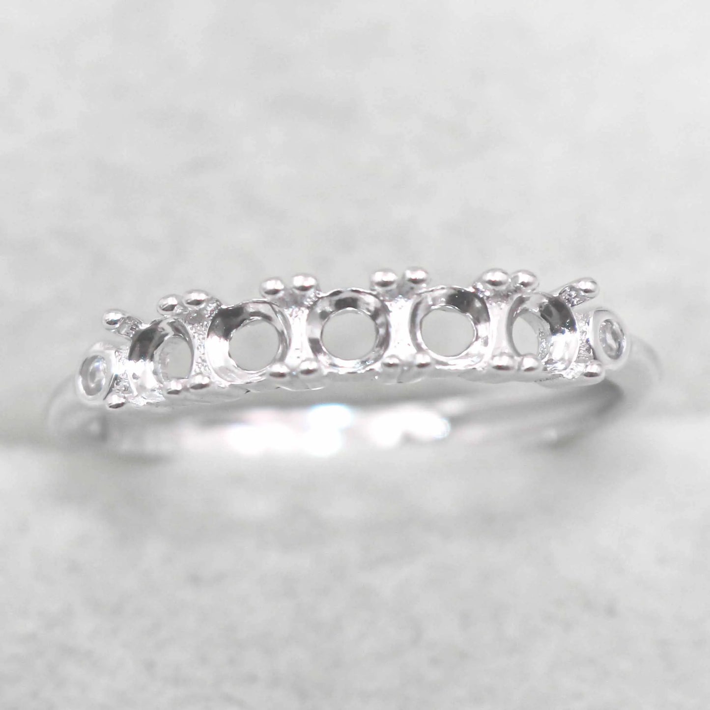 Sterling Silver 3*3mm Semi Mount Ring Empty Frame Blank Support Claw Setting S925 Base Holder Without Center Stone for Inlay 
