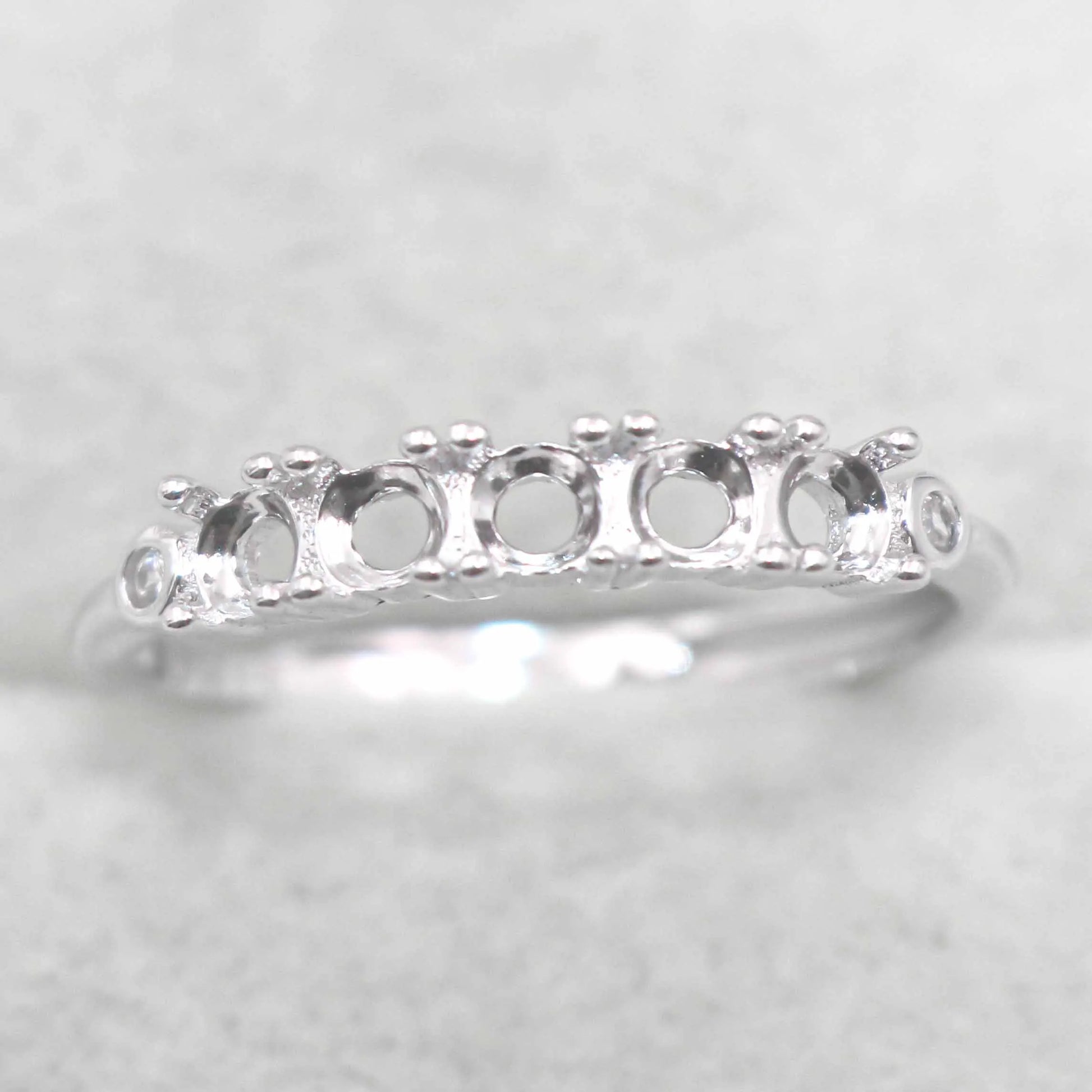Sterling Silver 3*3mm Semi Mount Ring Empty Frame Blank Support Claw Setting S925 Base Holder Without Center Stone for Inlay 