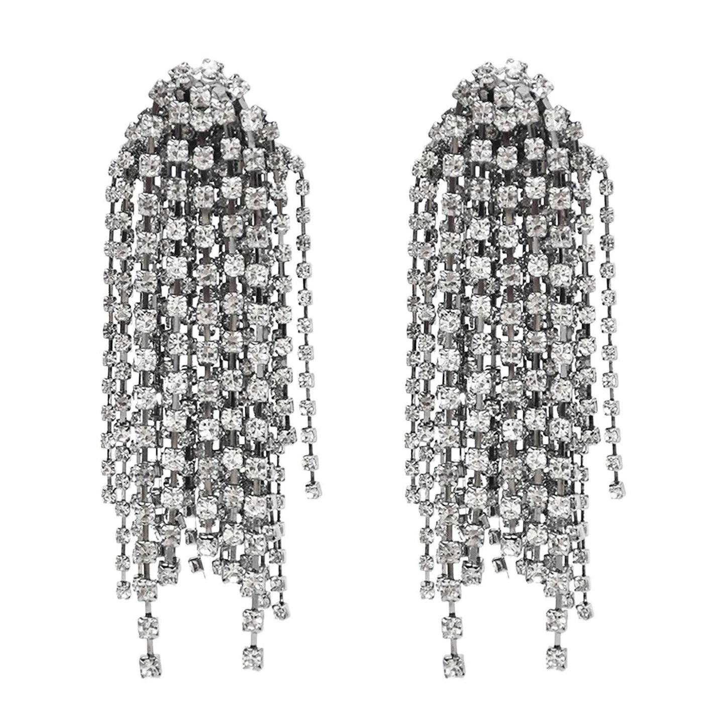 Luxury Crystal Rhinestone Long Tassel Drop Earrings for Women Lady Night Club Party Wedding Jewelry Gift