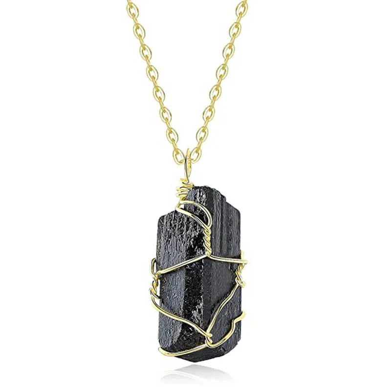 Wholesale Natural Raw Rough Black Tourmaline Stone Pendant Irregular Wire Wrap Crystal Charms for Jewelry Making 15mm 30mm