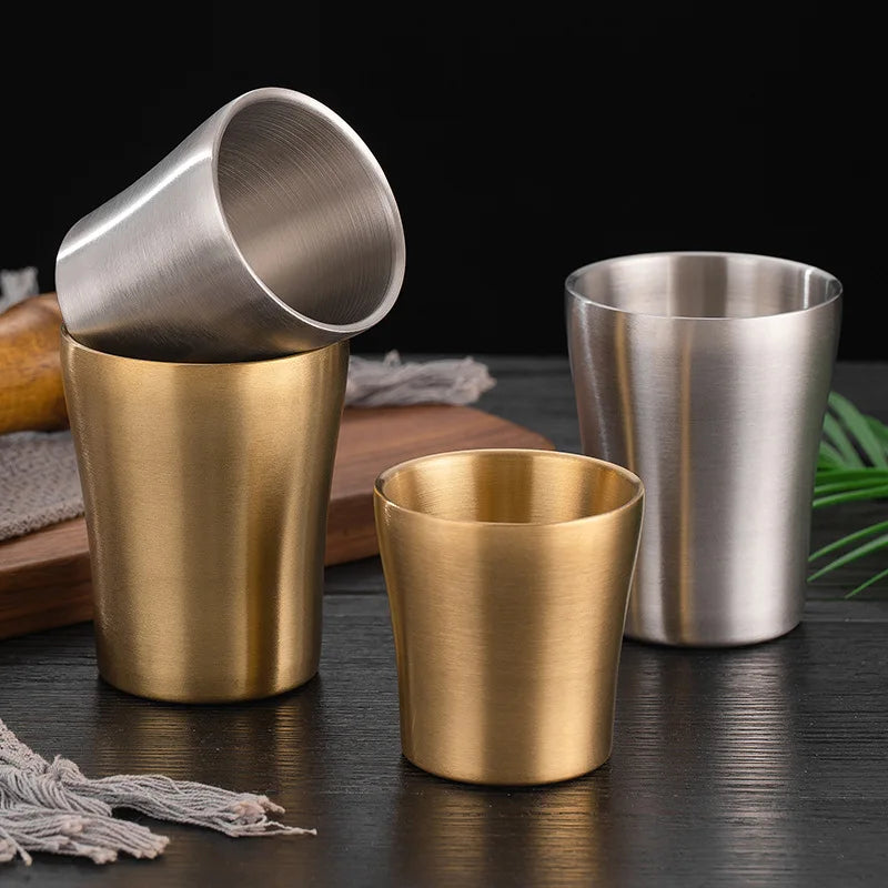 Mug Cup Gold Metal Sublimation Custom Korean Tea Water Stainless Steel Double Wall Luxury Coffee Cup