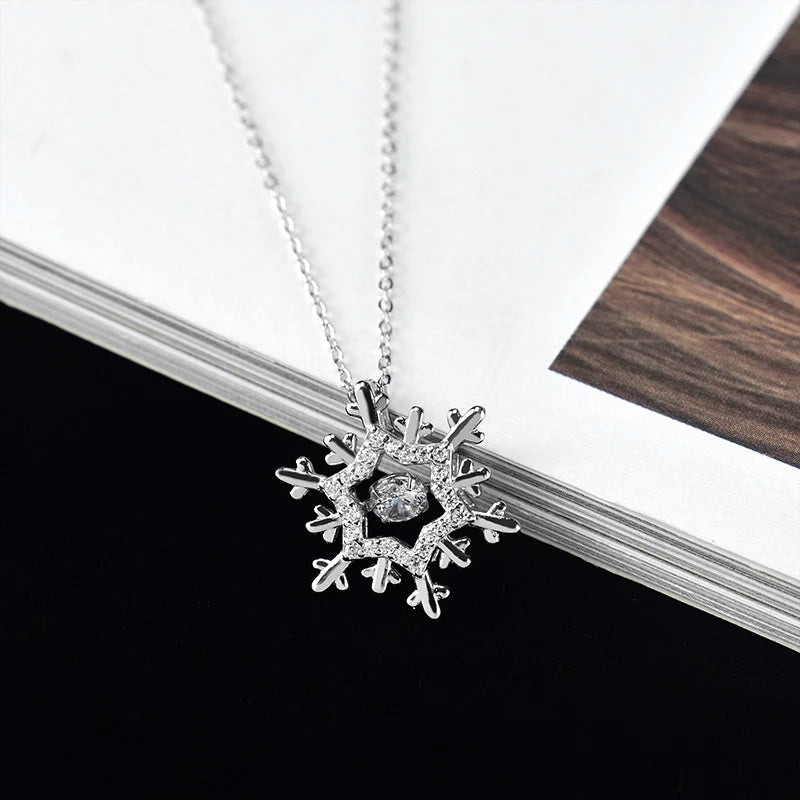 Customized Fashion 925 Silver Women's Necklace Christmas Holiday snowflake  Necklace Jewelry Wholesale