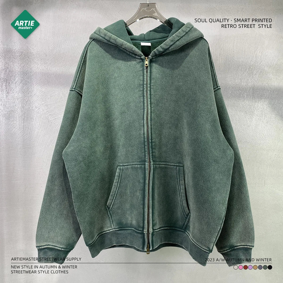 2024 Winter Couple Fashion Artiemaster Destroy Batik Washed Hoodie Heavyweight 360g Long Sleeve Blank Retro Polar Fleece Hood
