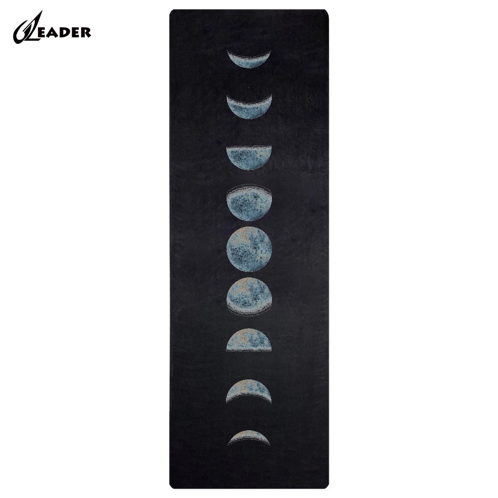 Customizable Eco-Friendly Suede Yoga Mat Printed Moon Phase Design