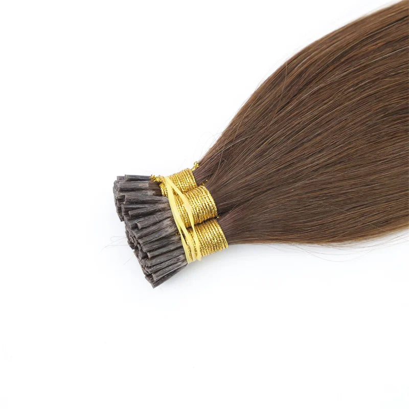 EMEDA Wholesale Cheap Remy Itip Human Hair Extensions Real Hair Prebonded Keratin #4 Brown 16inch 100g
