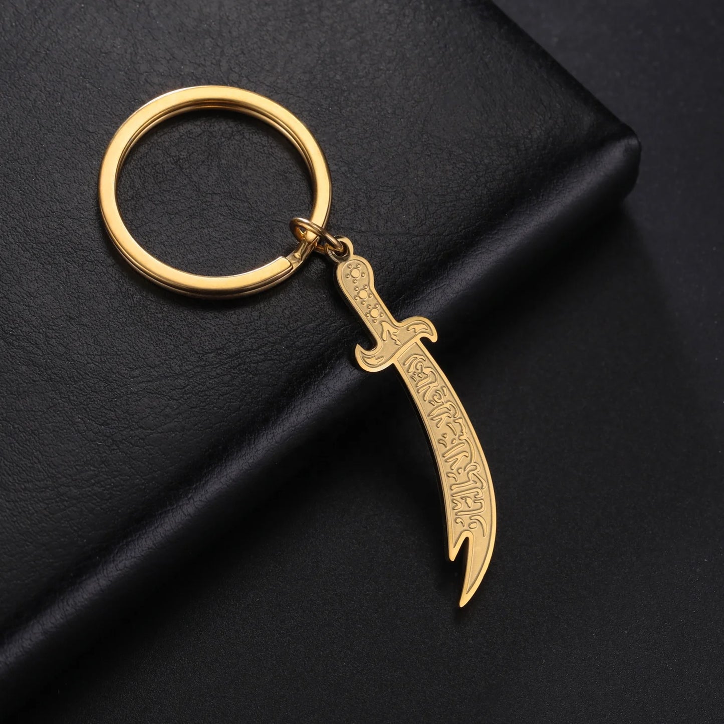 Imam Ali Zulfiqar Protection Amulet Arabic Calligraphy Stainless Steel Sword Pendant Keychain Islam Muslim Gift