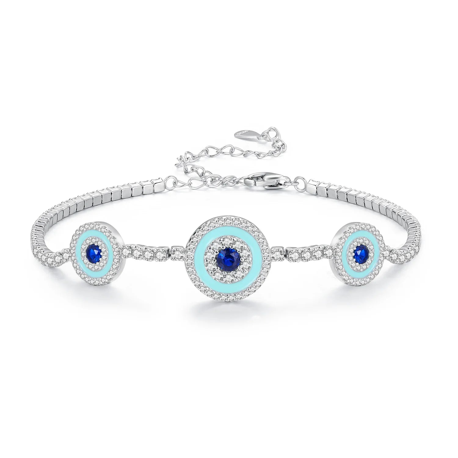 925 Sterling Silver Turkey Lucky Evil Eye Tennis Bracelets for Women Layers Shiny Zircons Wrist Links Party Jewelry Gift BSB1