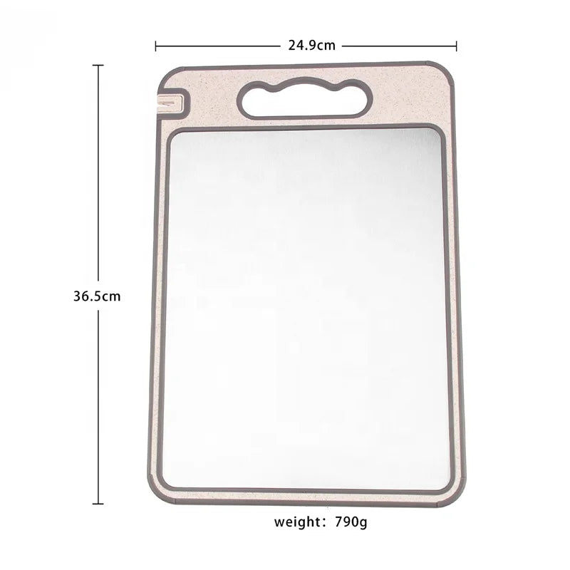 Kitchen Accessories Multi Functional Metal Double Side Wheat Straw Cutting Board Stainless Steel Chopping Board with Sharpene