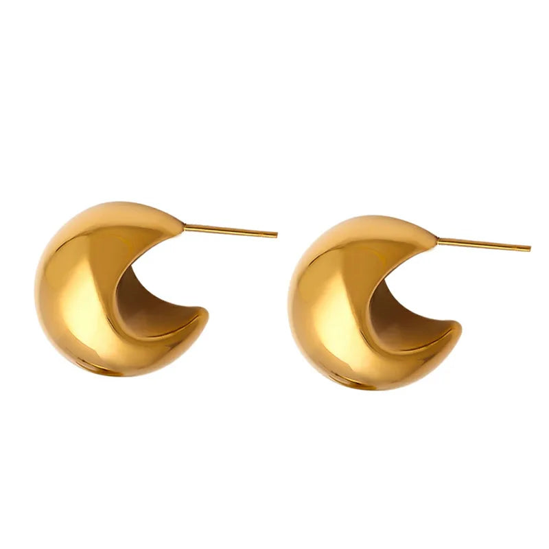 New Metallic Simple Moon Shape Stud Earrings for Women Fashion Goth Jewelry Wholesale