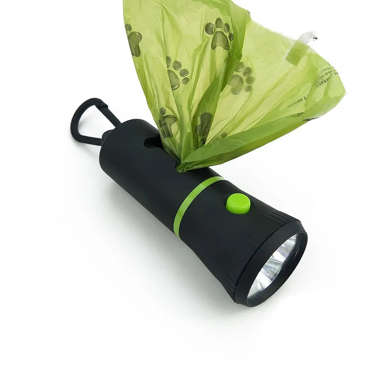 Maychan Portable Dog Poop Bag Dispenser With Flashlight Pet Waste Bags Dispenser With Button Battery