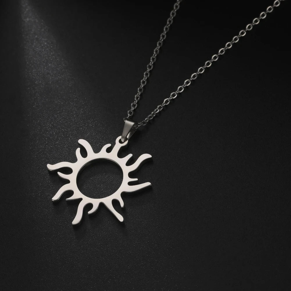 Sun Pendant Stainless Steel Necklace Fashion Jewelry Necklaces for Woman Men