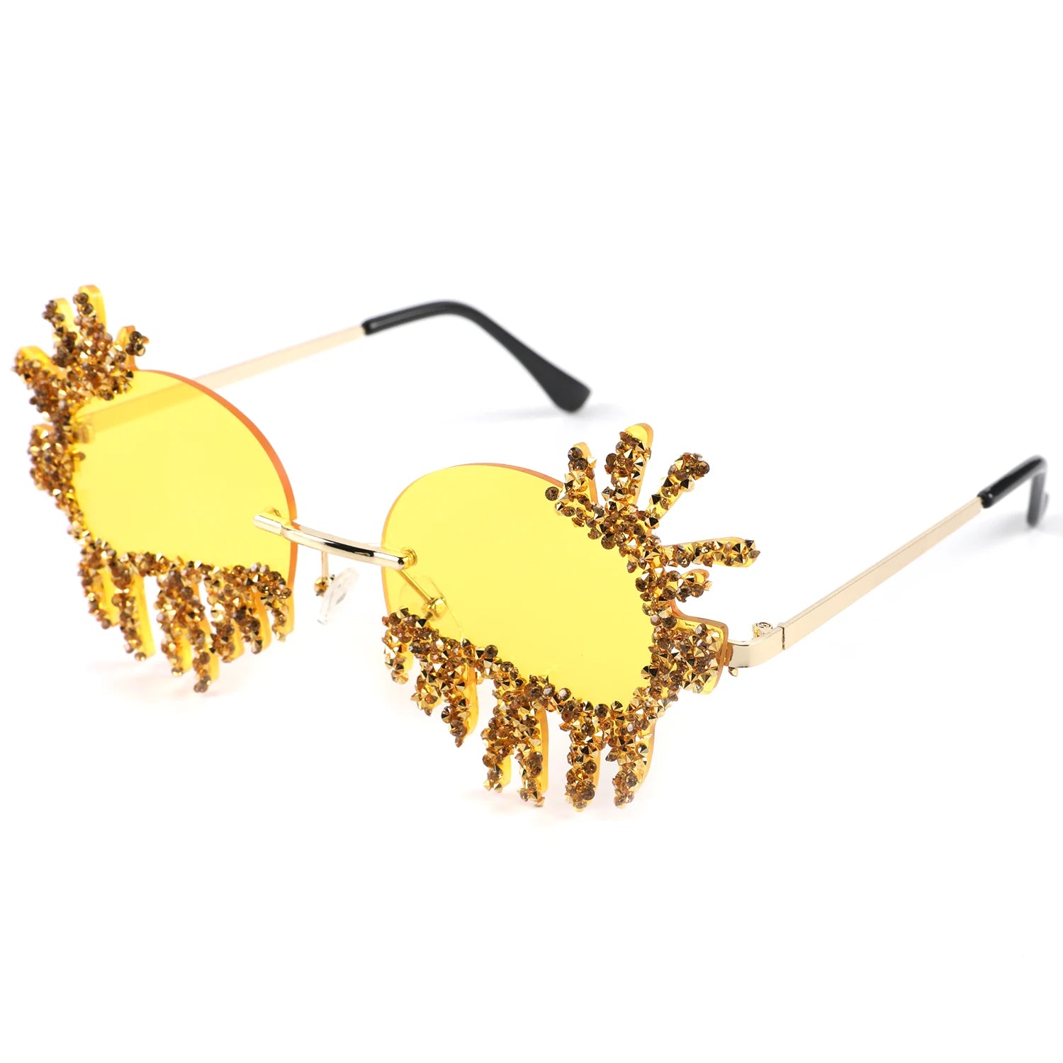 Instagram Frameless Irregular Water Drop Snow Melt Diamond-encrusted Sunglasses Women's Glasses Party Funny Hip Hop Sunglasse