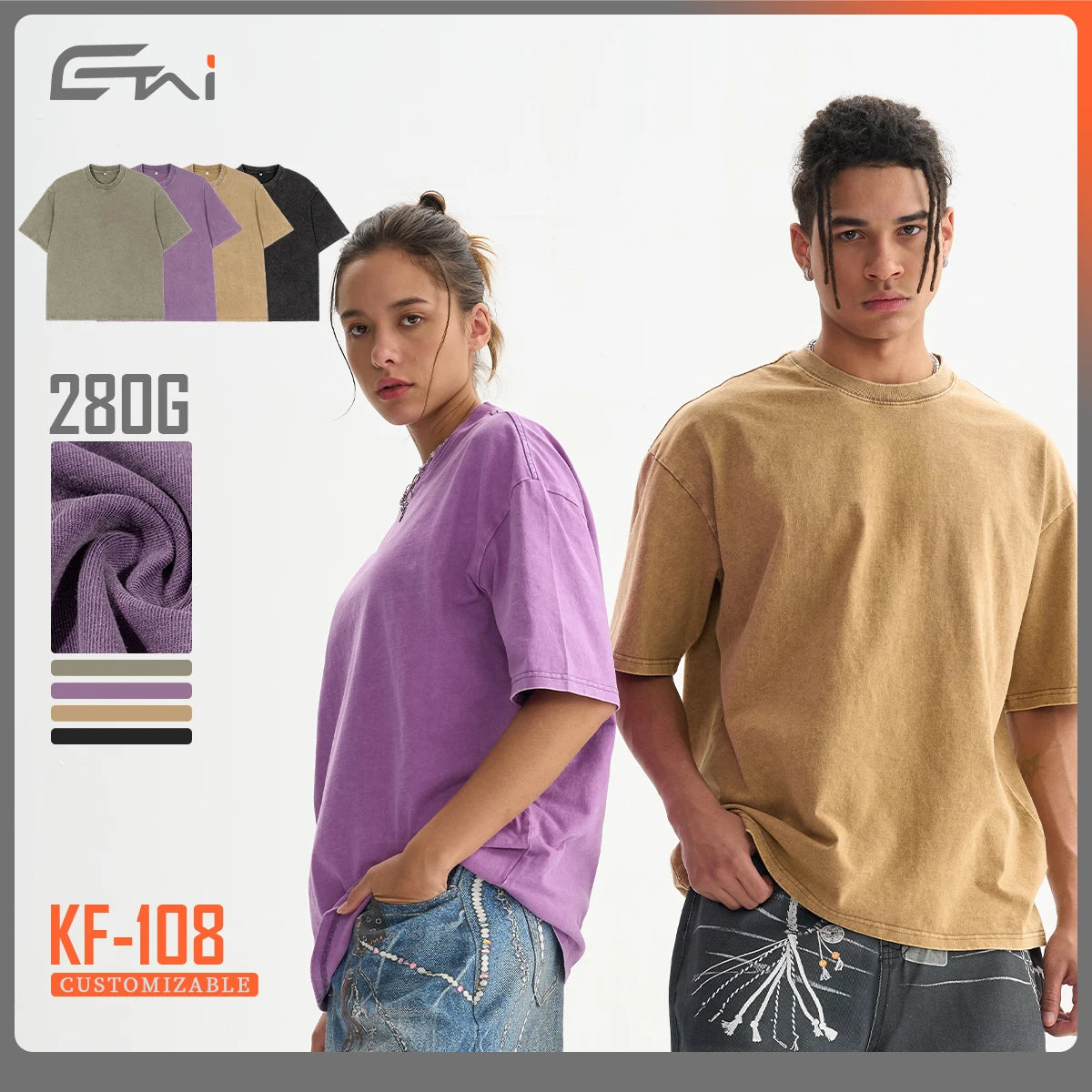 280GSM High Quality Oversized Vintage T-shirts 100% Cotton Custom logo Blank Print Acid Wash t Shirt for Men