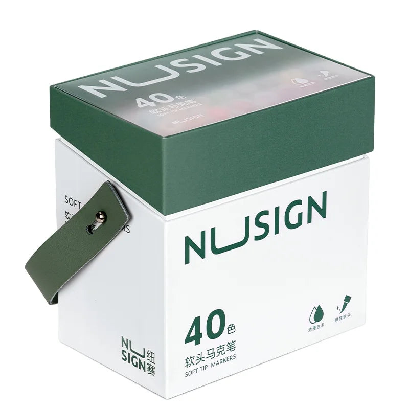 Deli NS736-40 40pcs/box Soft-headed Marker Pen Art Students Circular Pen Holder Drawing Pen 16box*40pcs=640pcs Per Carton Set
