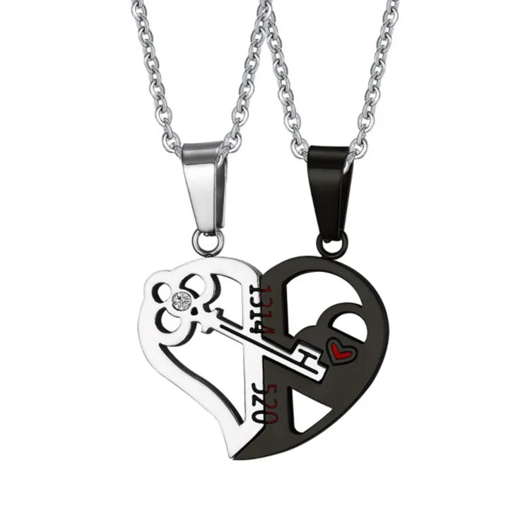 2 Pcs/Set Fashion Best Friend Couple Pendant Necklace Broken Heart Women Men Gift Friendship Jewelry Korea Key Locket Necklac
