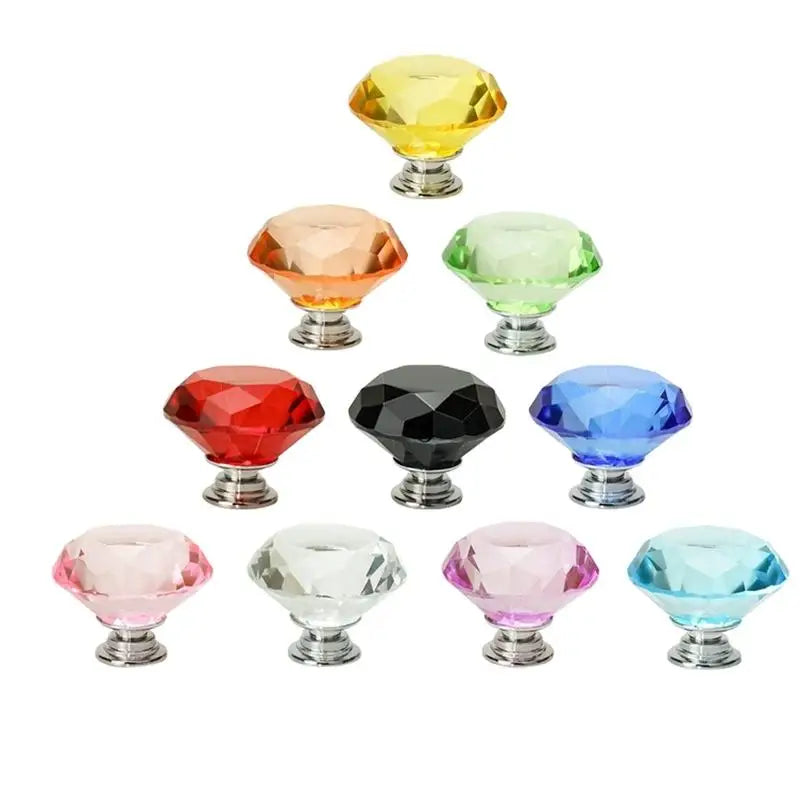 30mm Crystal Clear Diamond Drawer Handle Wardrobe Cabinets Kitchen bathroom