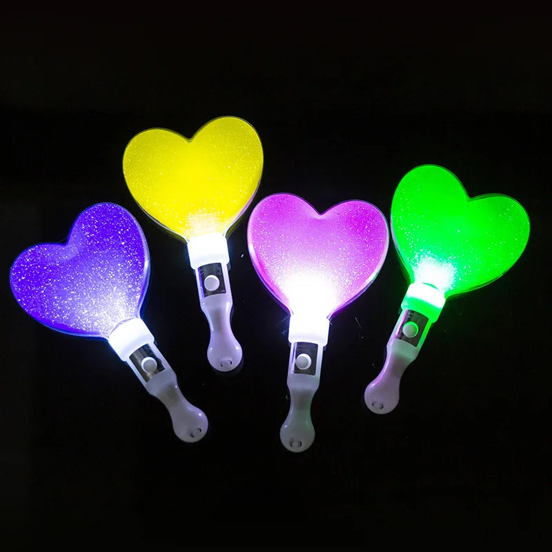Custom LOGO Battery Operated LED Glow Party Decoration Lighting Stick Flashing Heart Star for Concert Valentine's Day