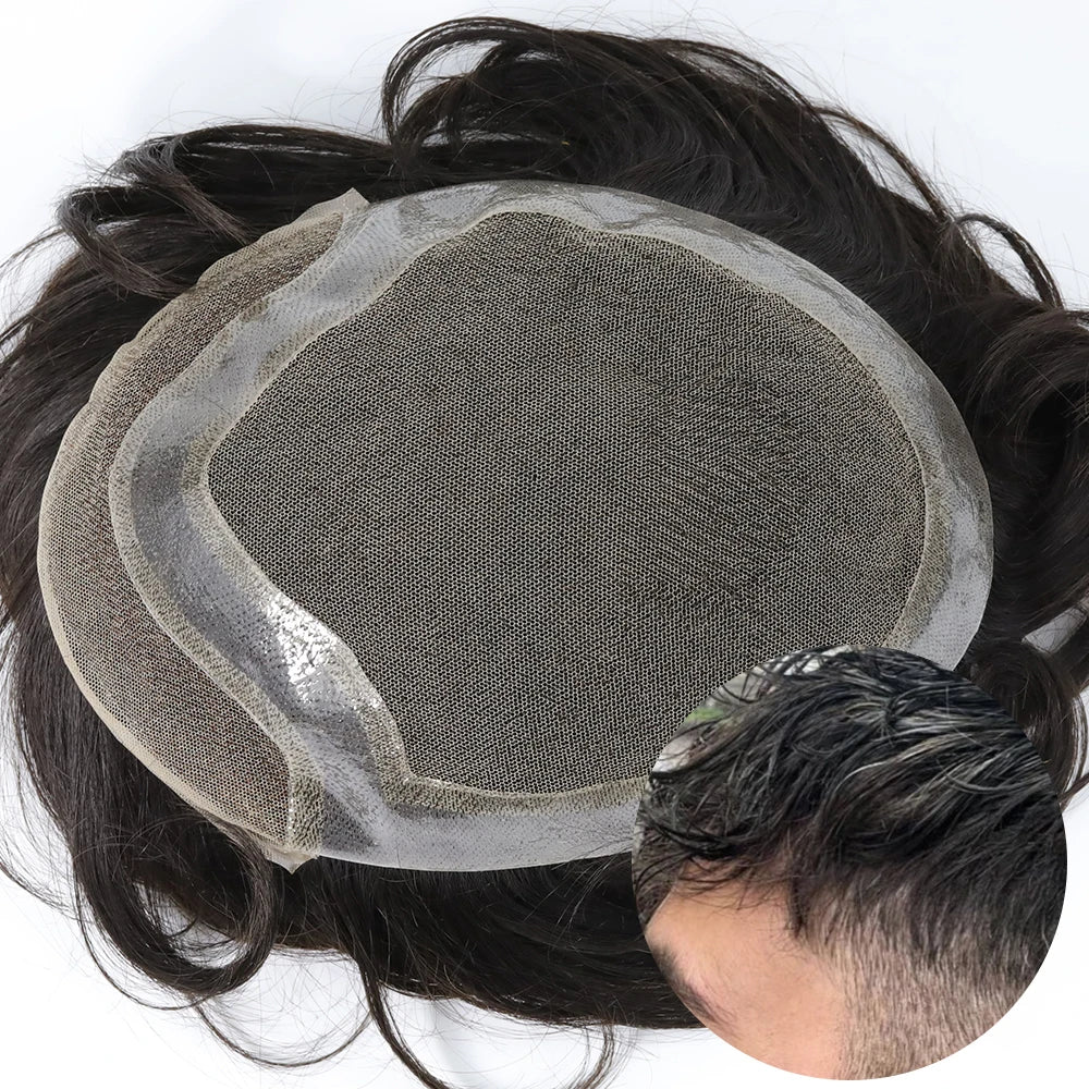 For Lace Front Brazilian Remy Hair 8 Inches Men's Toupee Hairpiece