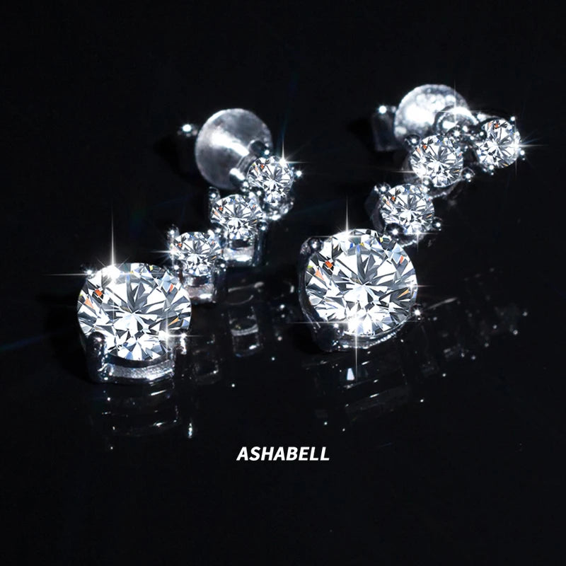 New S925 Sterling Silver Tassel Four Claws  Moissanite Drop Earrings for Women Wedding Jewelry
