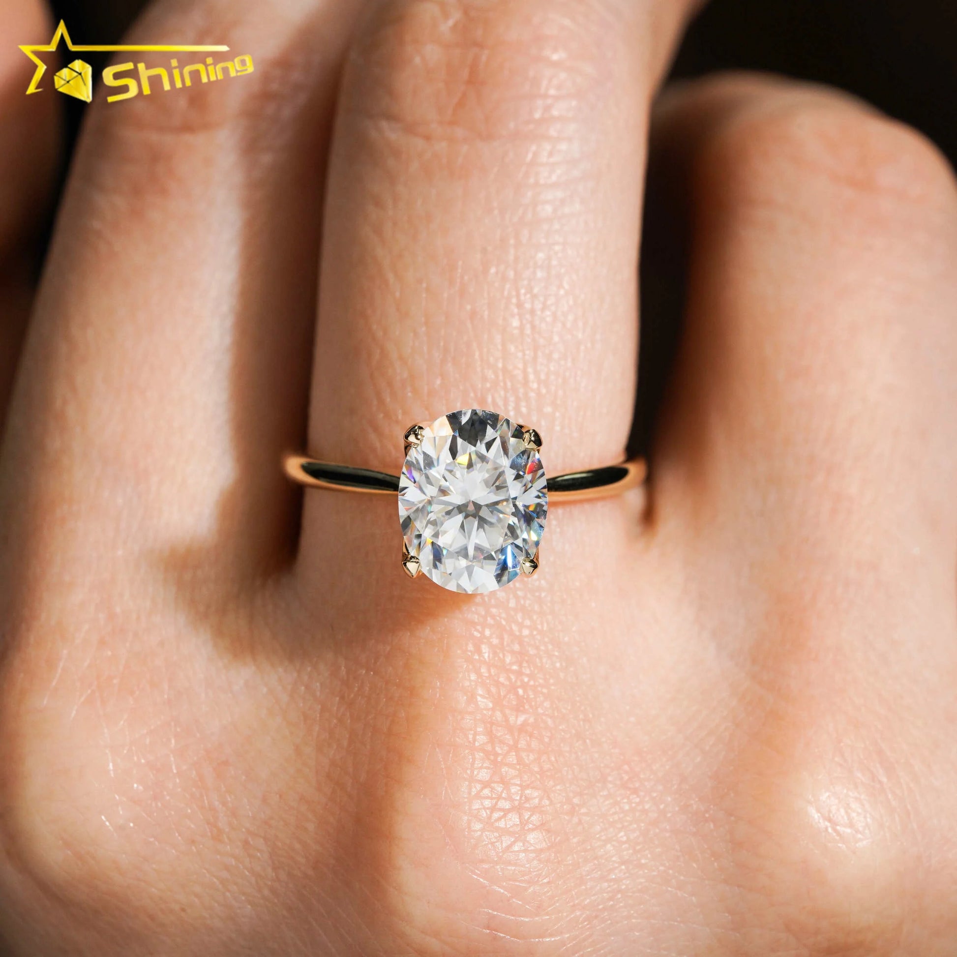 Custom 3CT Oval Lab Grown Cultivated Diamond Wedding Ring S925 10K 14K 18K Gold Fine Jewelry Engagement Moissanite Diamond Ri