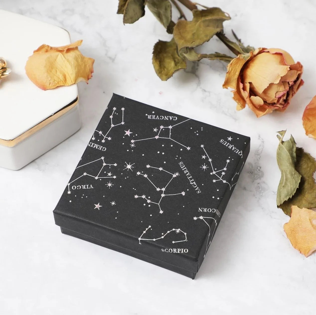 1 Pc Square Jewelry Zodiac Horoscope Box Black Kraft Paper Display Gift Boxes Engagement Ring for Earring Necklace Bracelet B