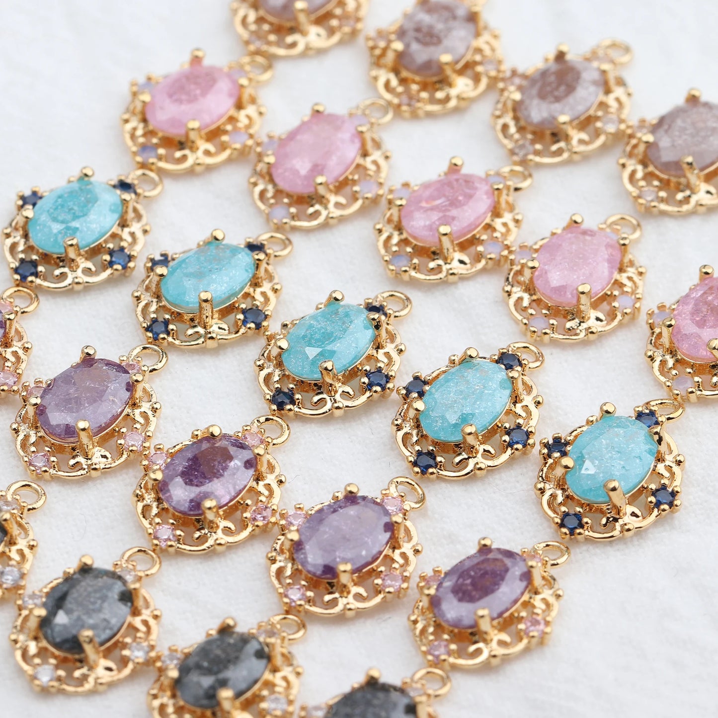M589 6pcs/lot 18K Gold Plated Nickel Free REACH-Pass Jewelry Accessories DIY Earrings Zircon Pendant Wholesale Metal Jewelry