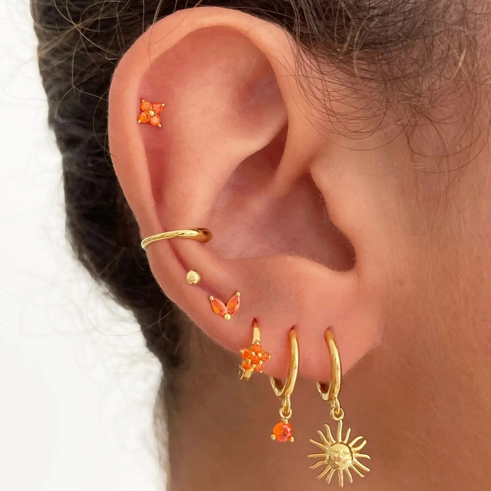 Popular Stainless Steel 18k Gold Earrings Non Tarnish Waterproof Ocean Jewelry Gold Hoop Sun Charm Earrings for Women