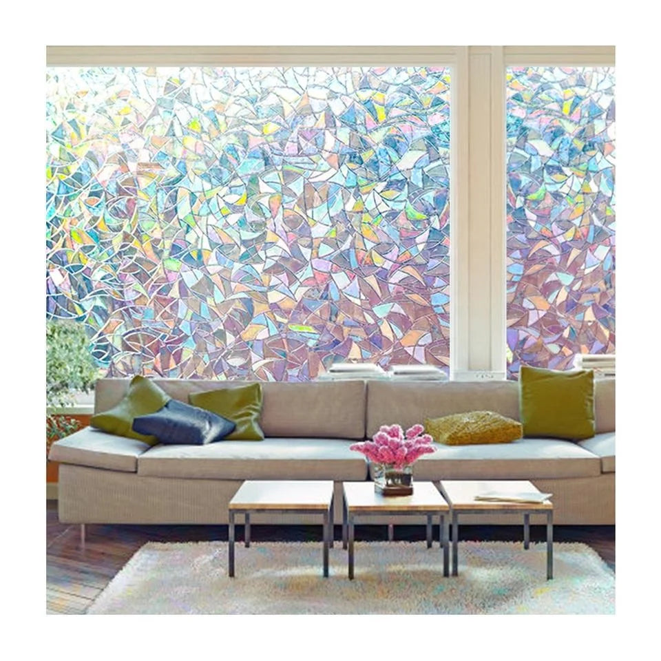 High Quality PVC Material Static Cling rainbow Window Glass Film for Home Glass Decoration Film